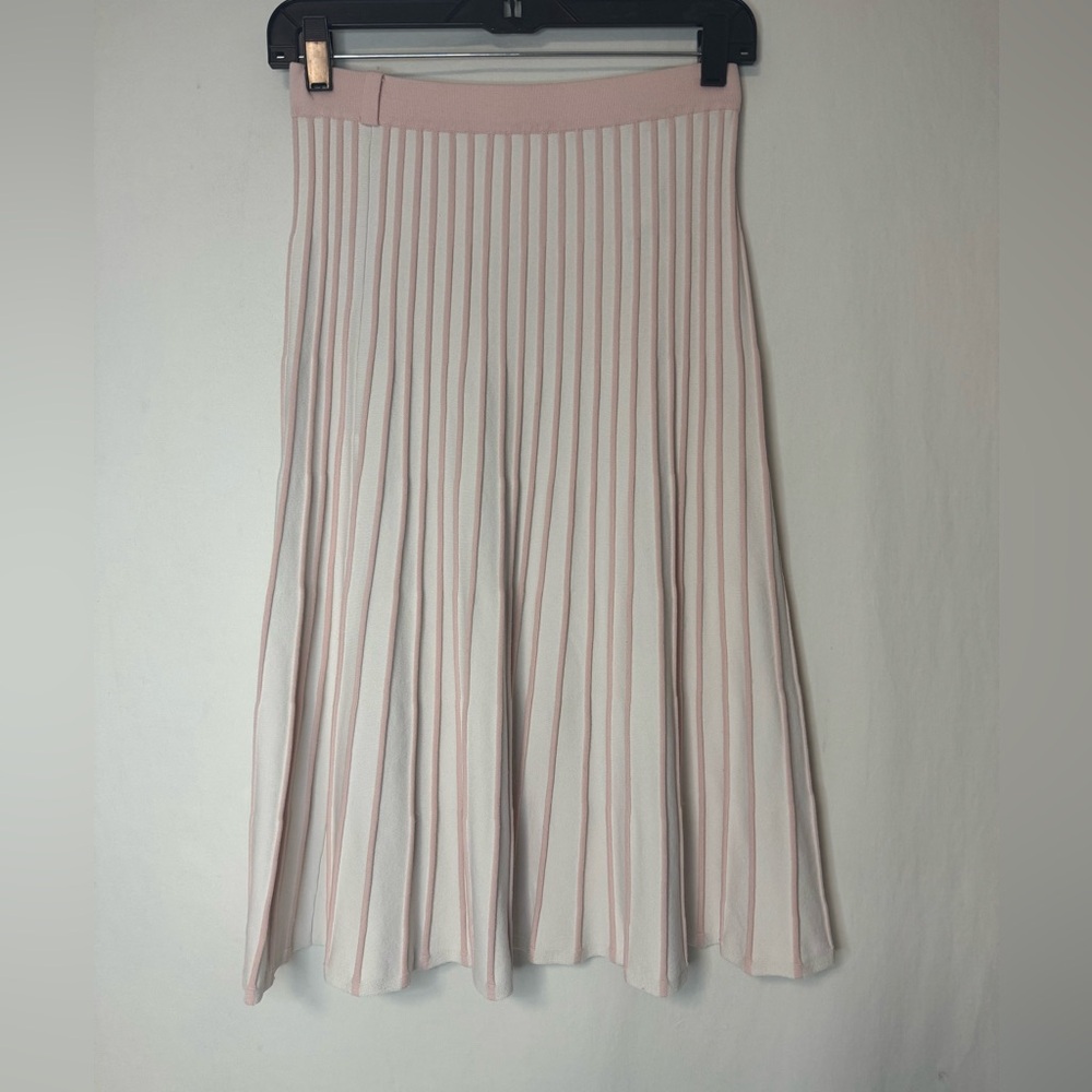 Any Sis Women's Pink White Pleated Skirt Size S